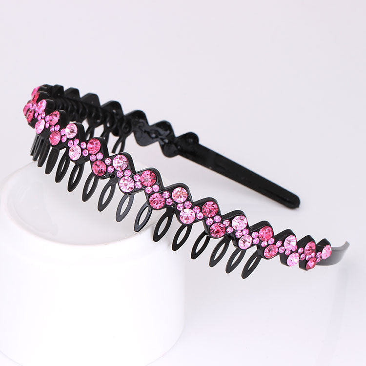 Wholesale Rhinestone Black Full Diamond Wave Fashion Headband